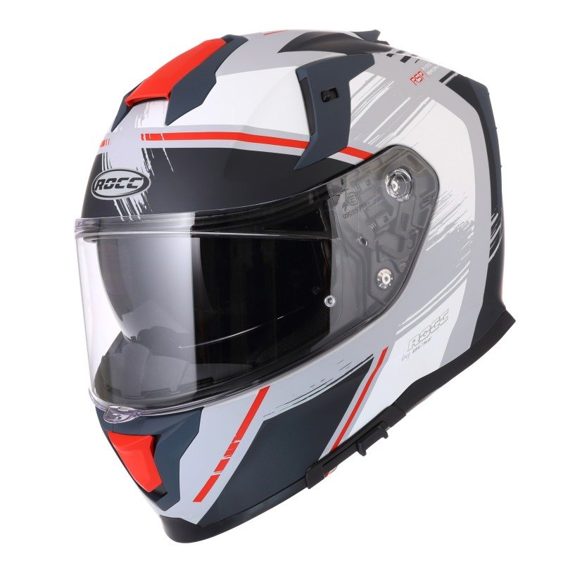 Мотошолом ROCC 341 біло-червоний