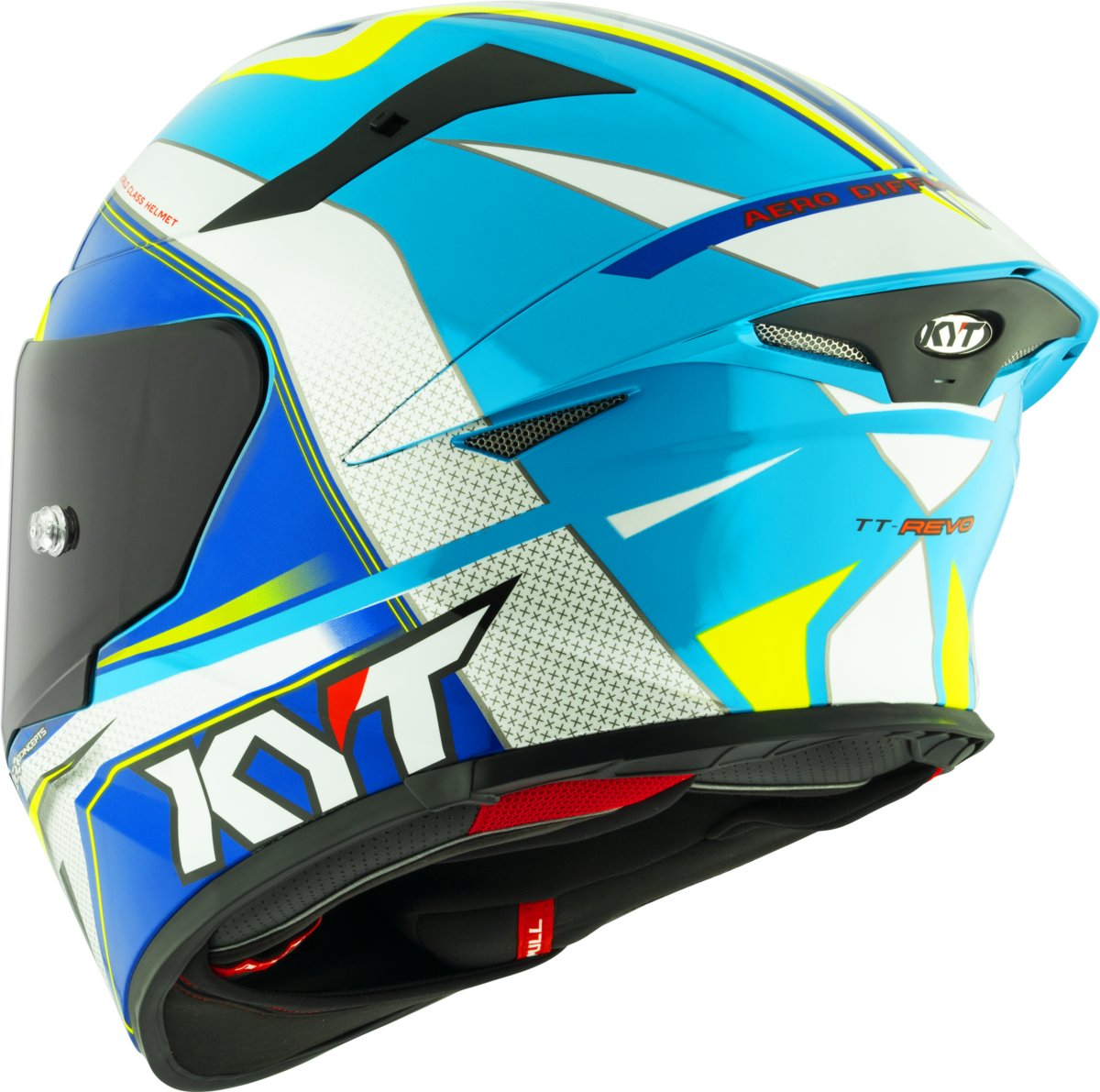 Мотоциклетний шолом KYT TT-REVO GRAND PRIX Білий/Світло-блакитний