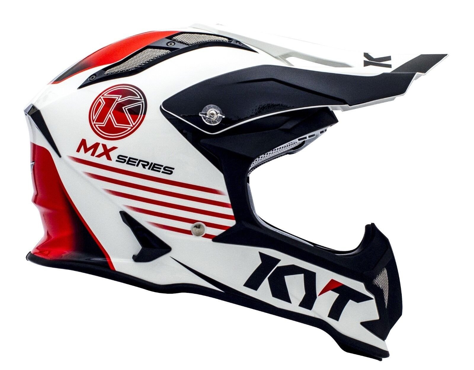 Мотошолом KYT STRIKE EAGLE K-MX білий/червоний