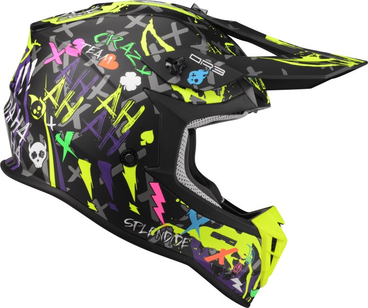 Мотоциклетний шолом LAZER OR3 Crazy (колір: Чорний - Мульти - Матовий)