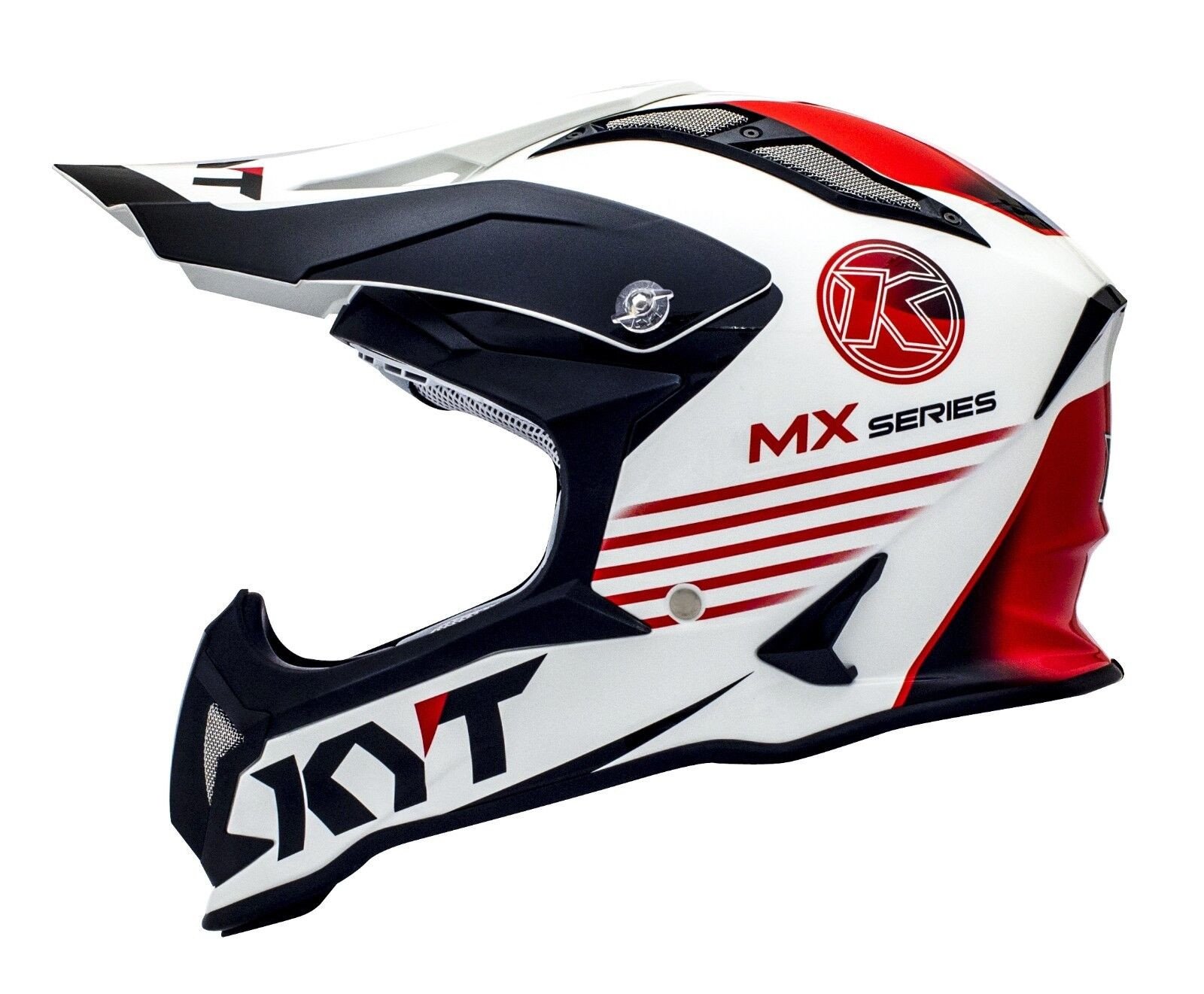 Мотошолом KYT STRIKE EAGLE K-MX білий/червоний