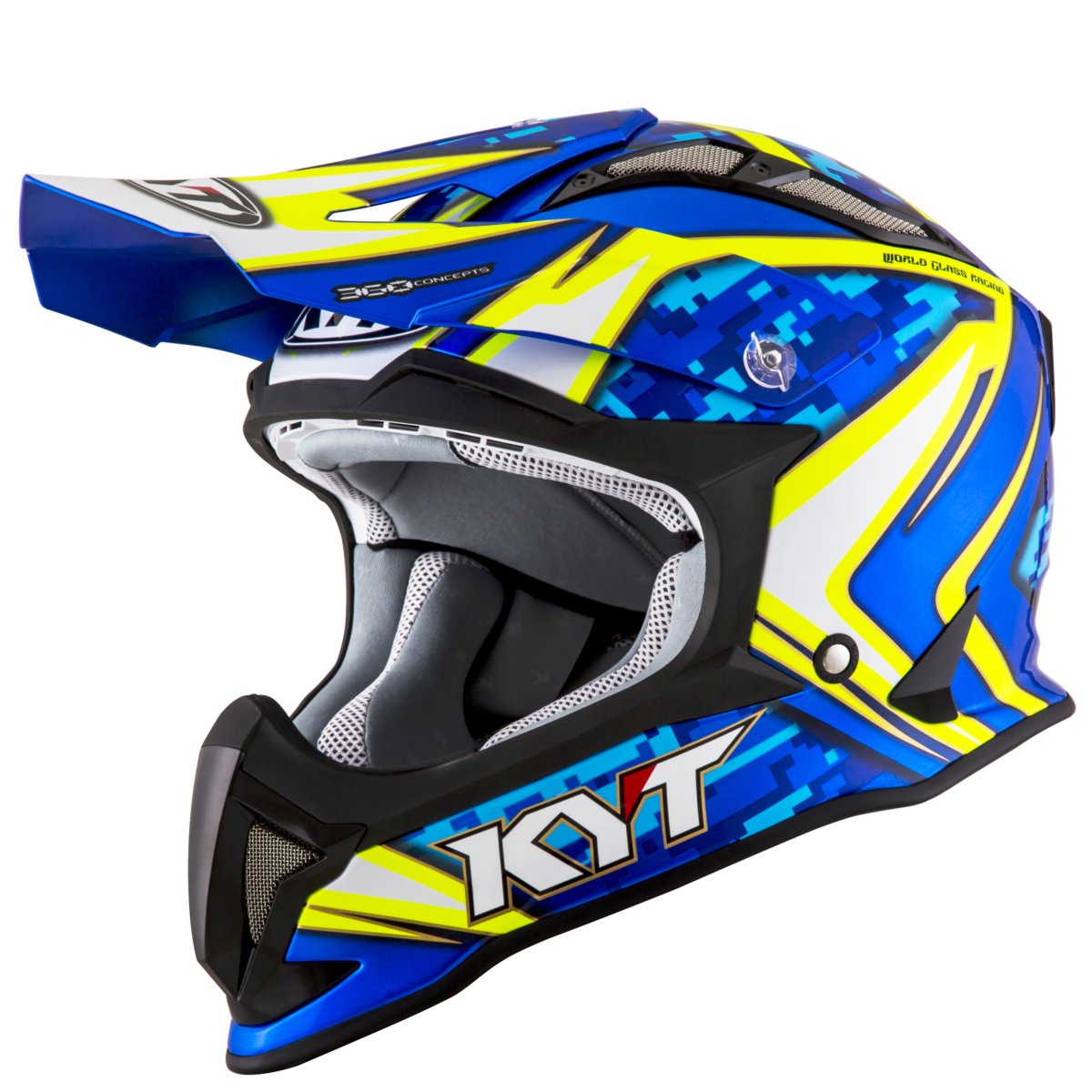 Мотошолом KYT STRIKE EAGLE REEF синій/жовтий флуо