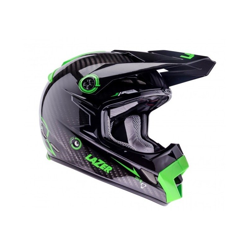 Мотошолом LAZER MX8 Pure Carbon чорний/карбон/зелений