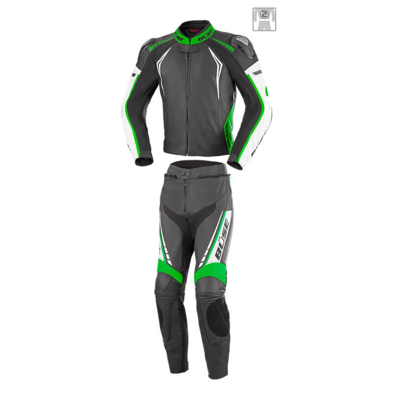 Жіночий мотокомбінезон BUSE Silverstone Pro чорний-зелений 106404