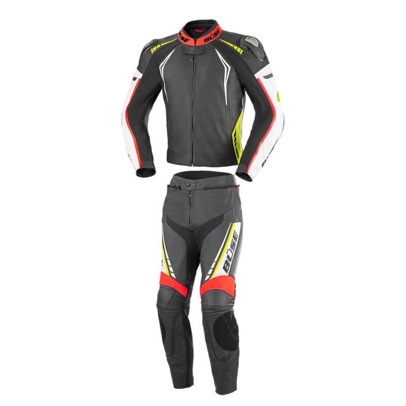 Жіночий мотокомбінезон BUSE Silverstone Pro чорний-червоний-неоновий 106409