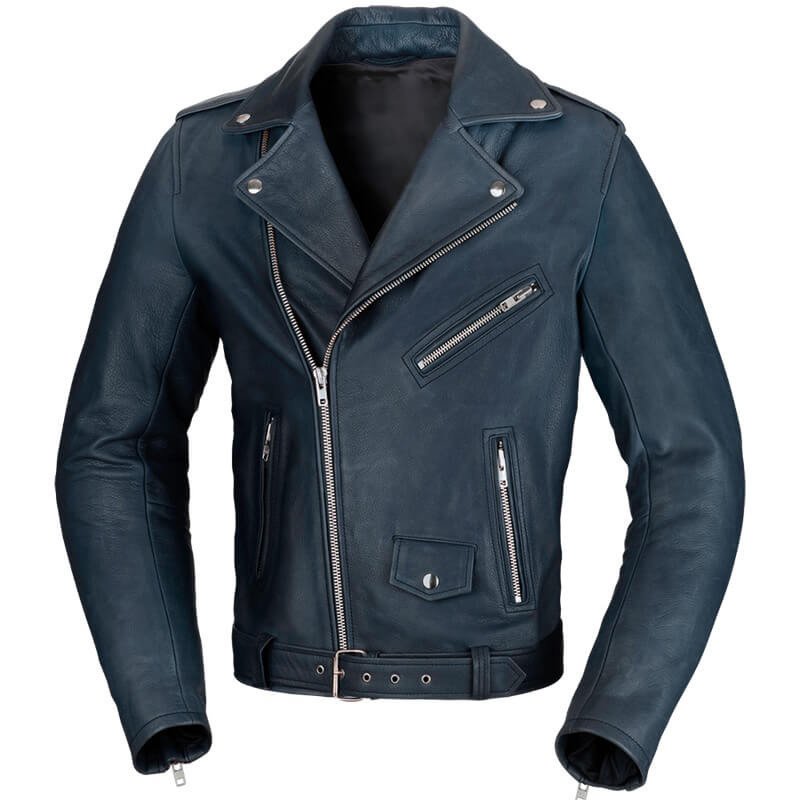 Шкіряна мотокуртка чоловіча BUSE Lancaster синя 103731