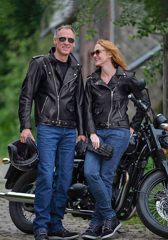 Шкіряна мотокуртка чоловіча BUSE Lancaster синя 103731