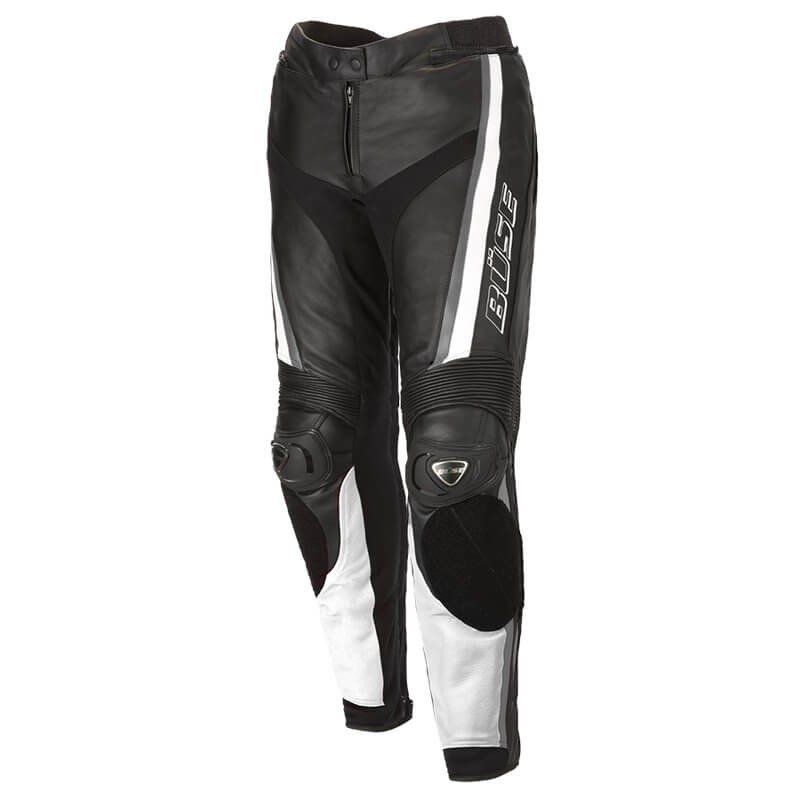 Шкіряні жіночі мотоштани BUSE Mille чорні-білі 102020