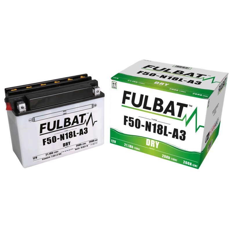 Акумулятор FULBAT FUL DRY - F50-N18L-A3 / Y50-N18L-A3 (сухий, обслуговуваний, кислота в комплекті)