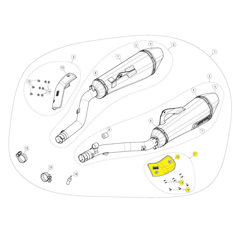 Теплозахисний екран глушника Akrapovic лівий Yamaha Vmax карбон - P-HSB16R1L/A1