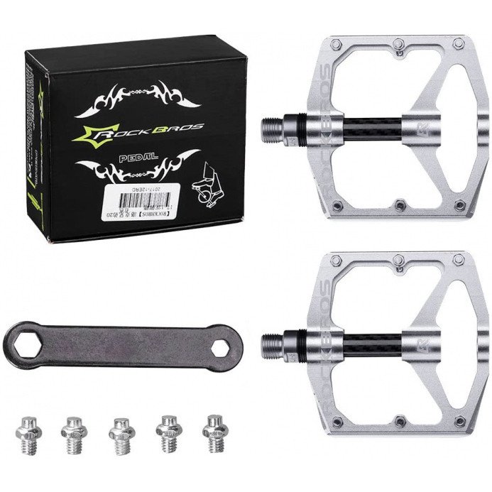 Алюмінієві велосипедні педалі з шипами сріблясті Rockbros 2017-12ES