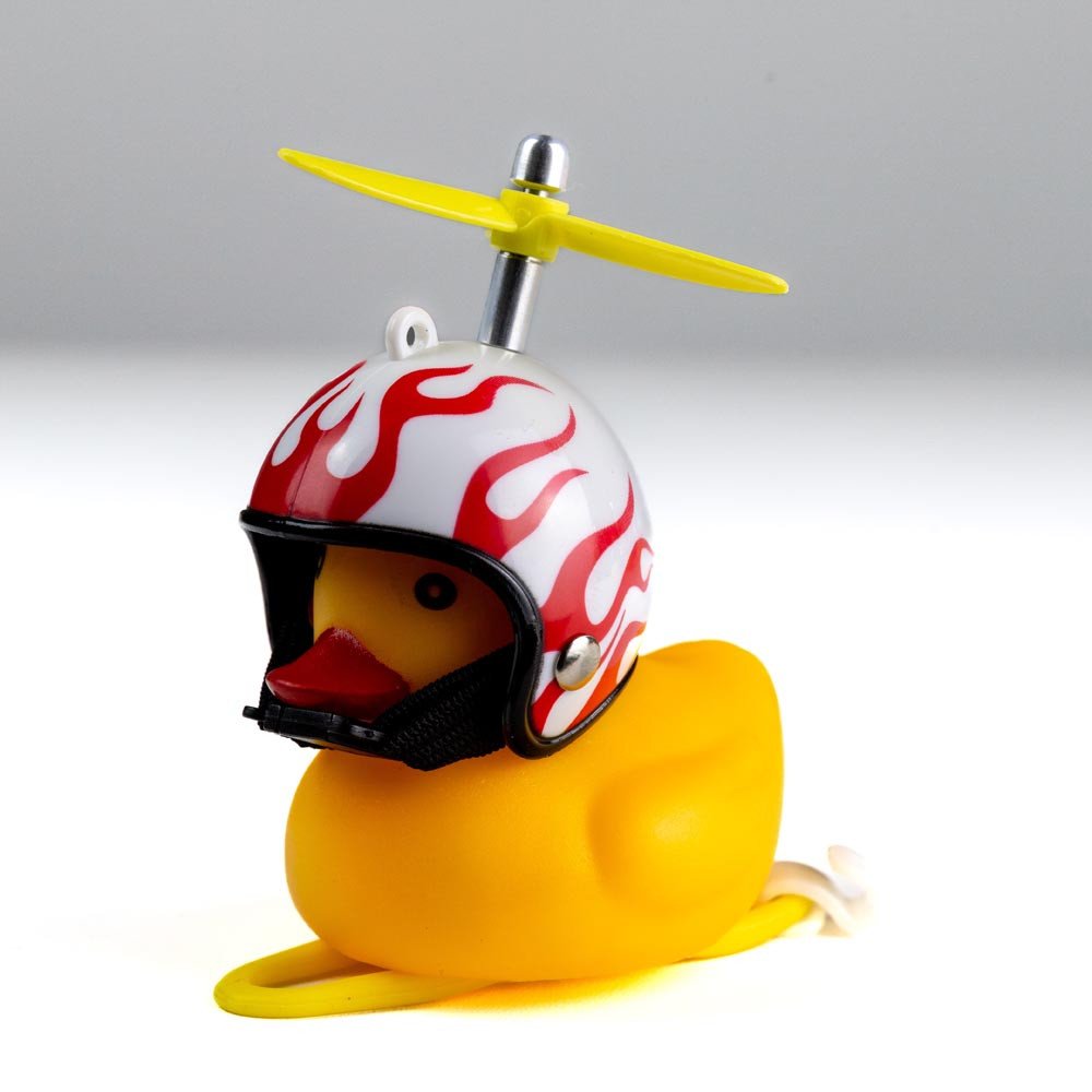 Велосипедний дзвінок, лампа-качка біла каска з полум’ям ROXAR