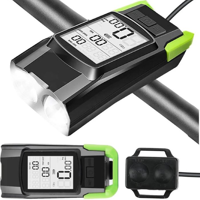 Передня велосипедна лампа з лічильником і клаксоном 3 в 1 ROXAR