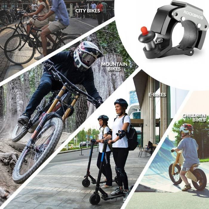 Велосипедний дзвінок ROCKBROS алюмінієвий потужний на кермо 34210011001100dB сірий