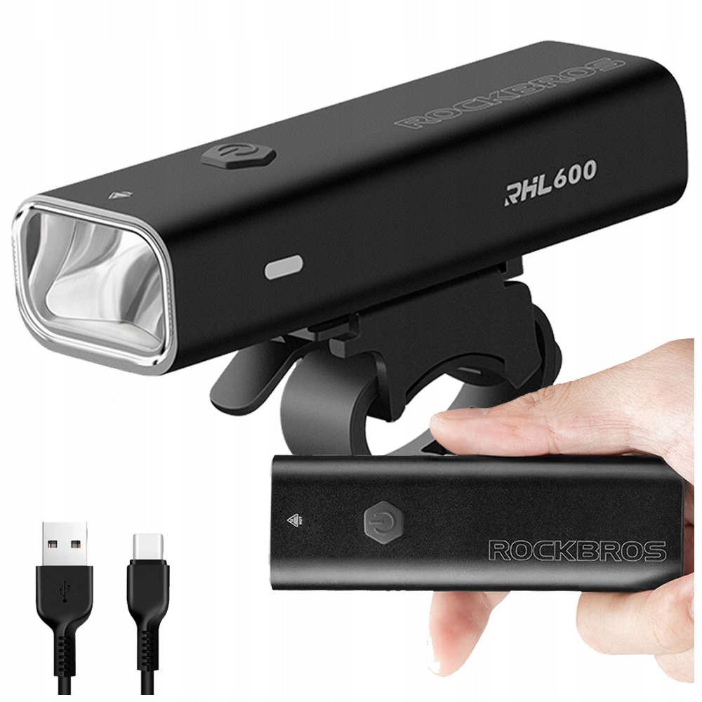 Передня велосипедна фара Rockbros RHL600 LED USB 600LM IPX6