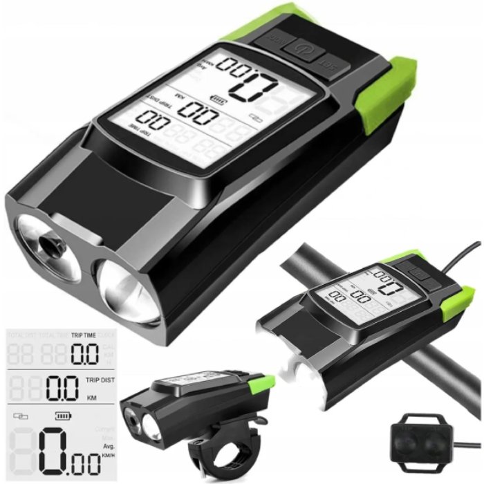 Передня велосипедна лампа з лічильником і гучномовцем 3 в 1 ROXAR