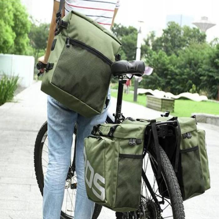 Велосипедна сумка на багажник ROSWHEEL 37L зелена - аутлет