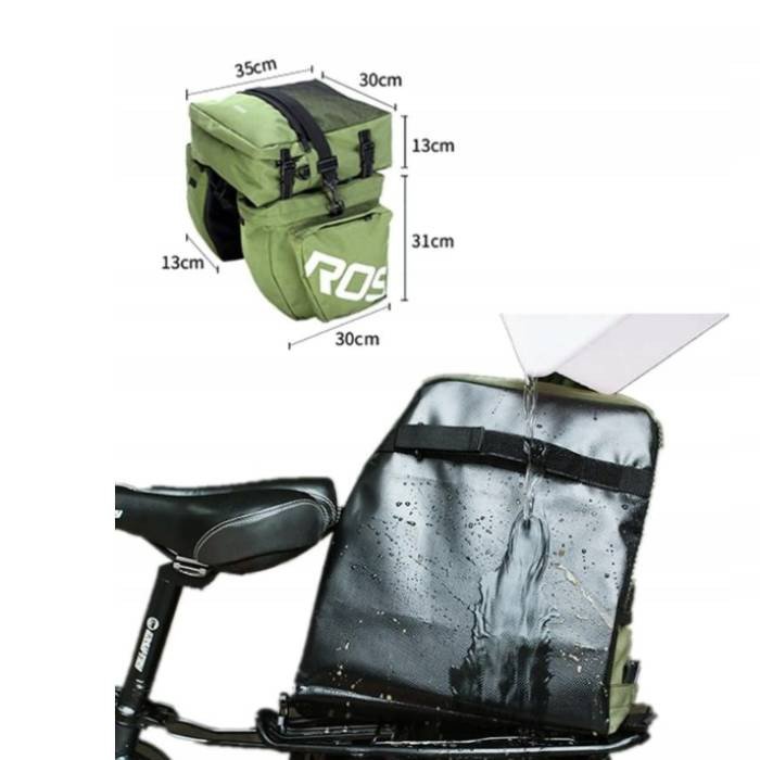 Велосипедна сумка на багажник ROSWHEEL 37L зелена - аутлет