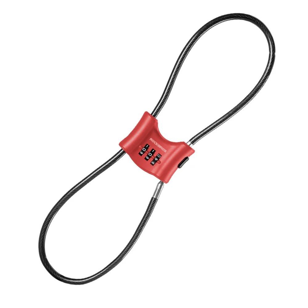 Велосипедний протиугінний замок, трос 5,5 мм ROCKBROS 32120011002 червоний