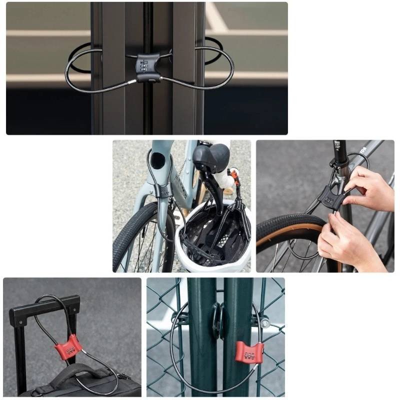 Велосипедний протиугінний замок, трос 5,5 мм ROCKBROS 32120011002 червоний