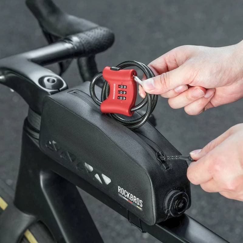 Велосипедний протиугінний замок, трос 5,5 мм ROCKBROS 32120011002 червоний