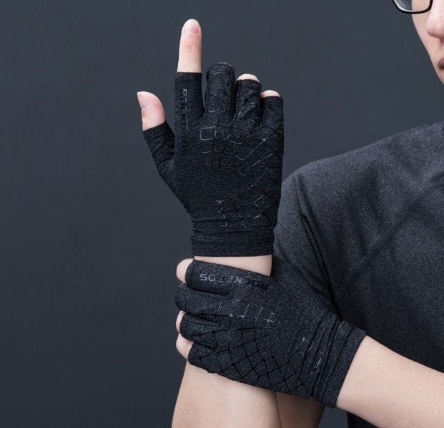 Велосипедні / спортивні рукавички ROCKBROS (S202-GR) еластичні, ефект другої шкіри, сірі