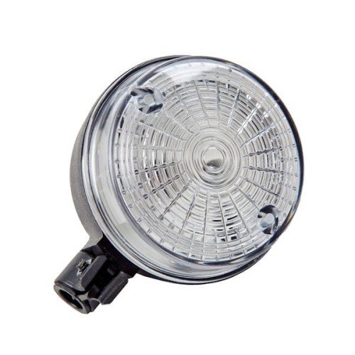 Задній круглий покажчик повороту SIMSON, MZ ETZ білий, чорний корпус (гомологація E)