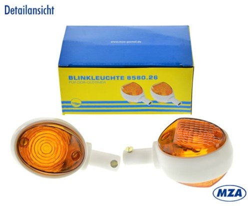 Поворотник SIMSON Schwalbe - білий корпус (2 штуки) /MZA/