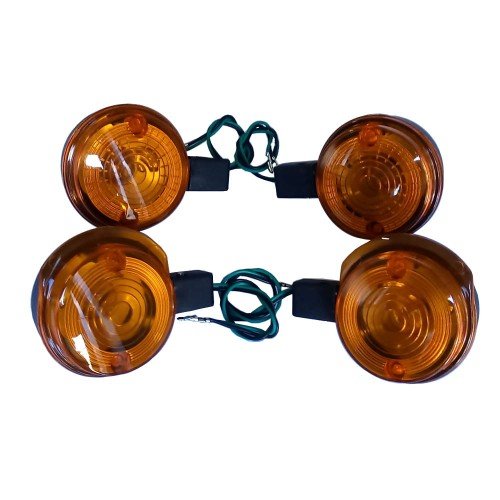 Поворотник SIMSON, MZ ETZ круглий передній + задній помаранчевий, чорний корпус (4 шт.)