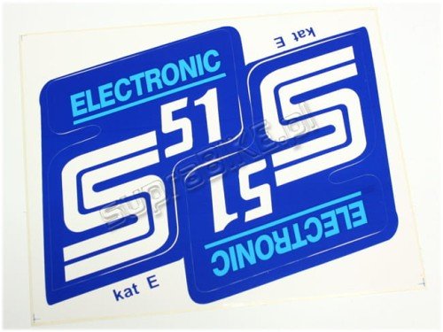Наклейка SIMSON на кришку S51 ELECTRONIC синя комплект