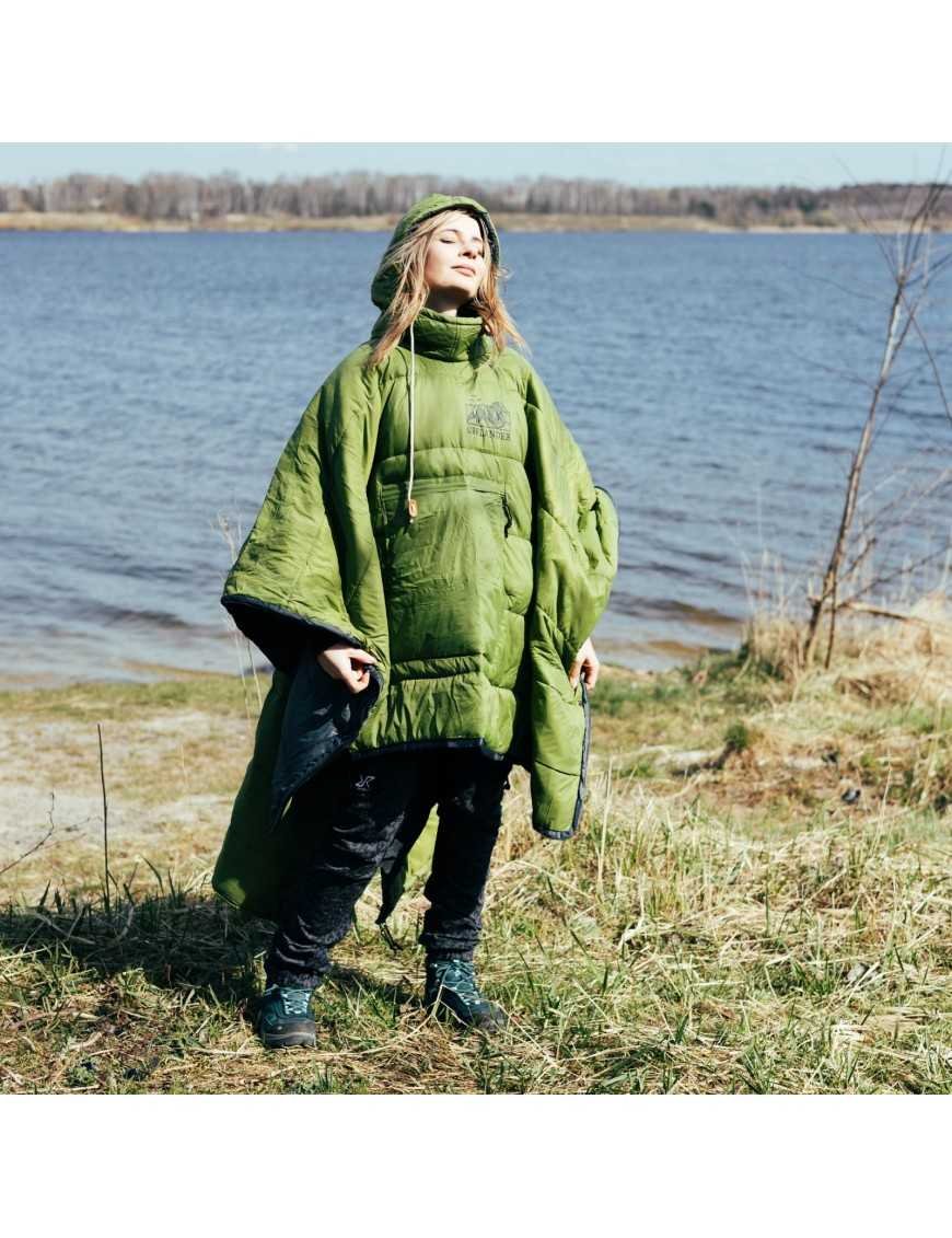 Тепле водонепроникне кемпінгове пончо OFFLANDER зелене