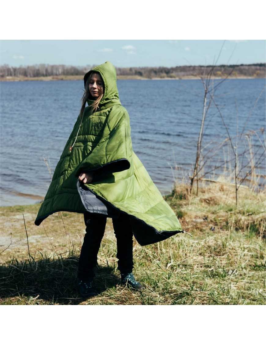 Тепле водонепроникне кемпінгове пончо OFFLANDER зелене