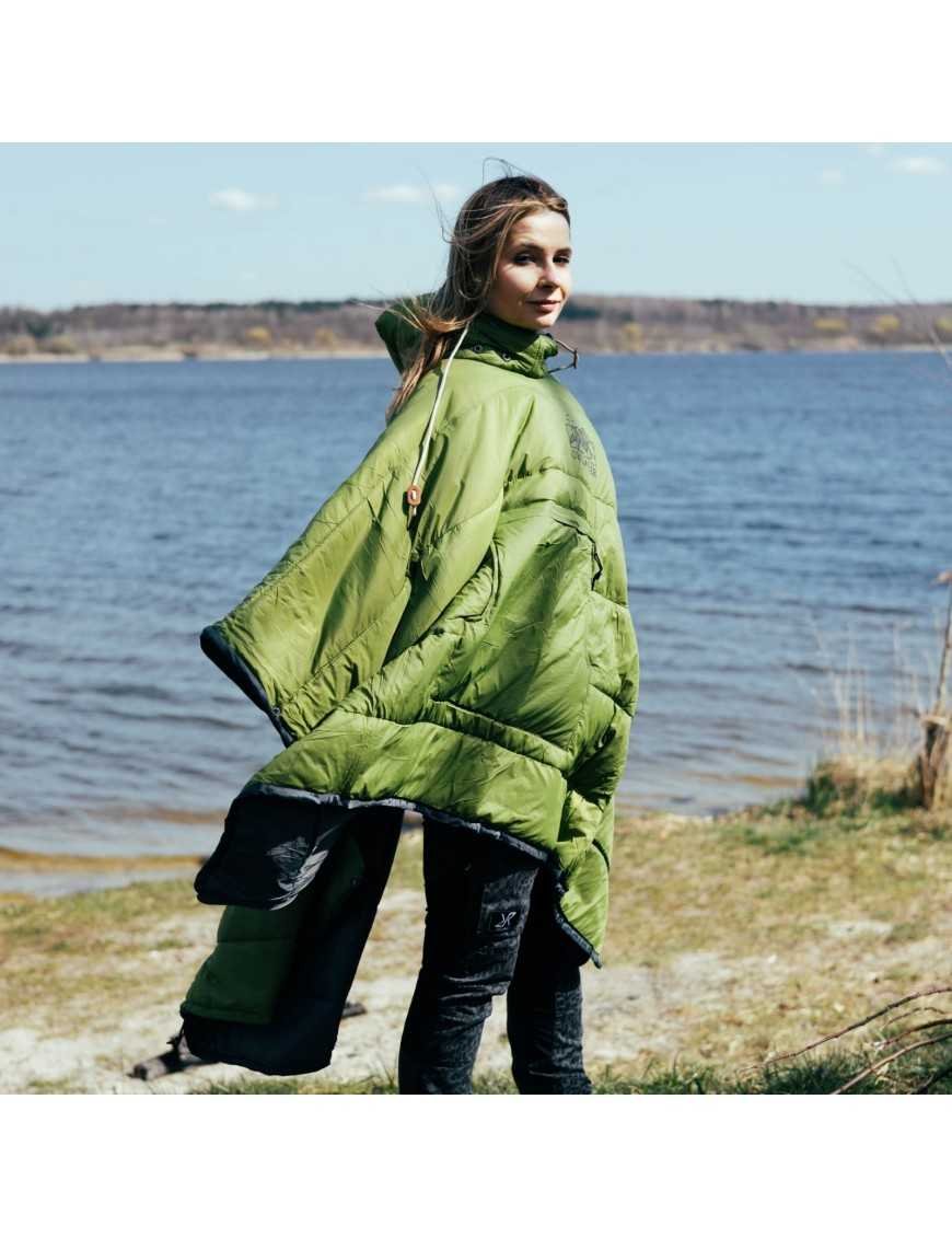 Тепле водонепроникне кемпінгове пончо OFFLANDER зелене