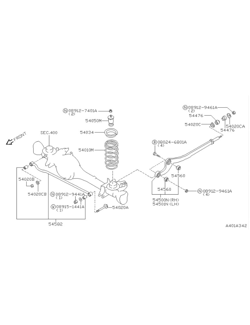 4 втулки передніх важелів Nissan Patrol Y60 Y61 54476-VB000