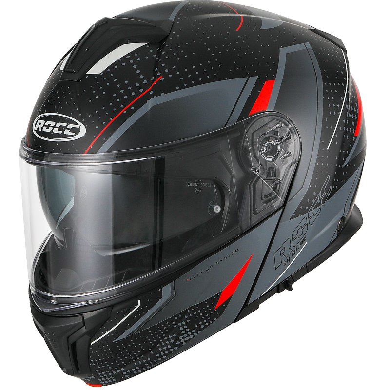 Мотошолом ROCC 810 сірий-червоний