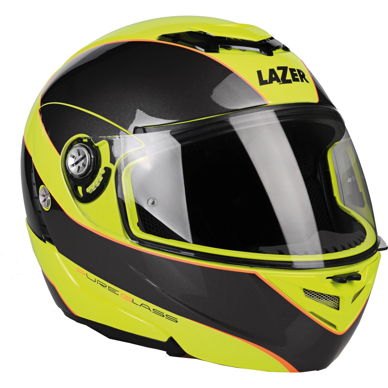 Мотошолом LAZER MONACO Window Pure Glass жовтий/антрацитовий/помаранчевий флуо