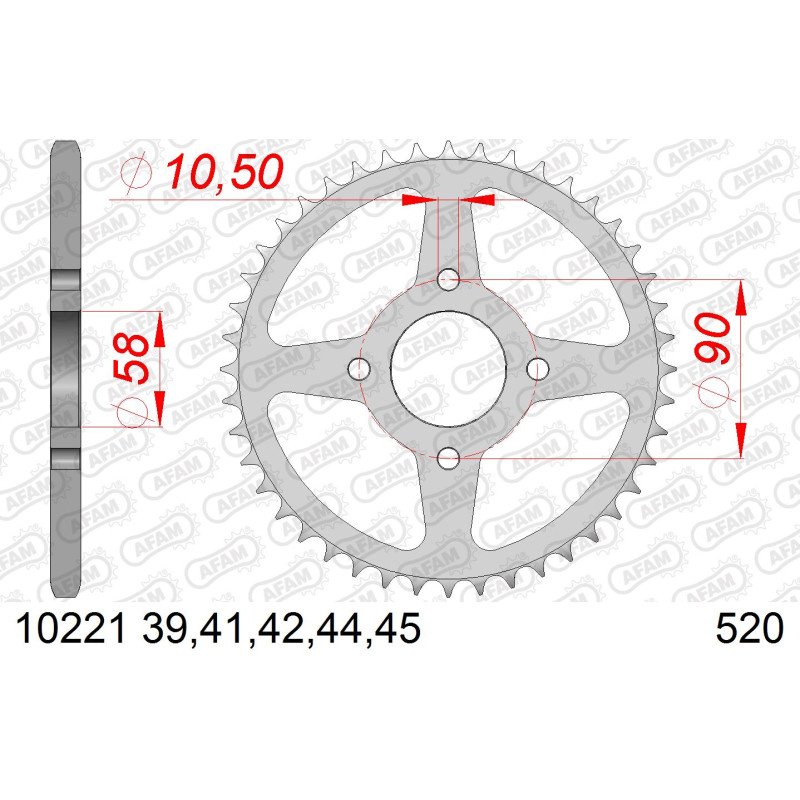 AFAM Задня сталева зірочка для ланцюга 520 код 10221-41