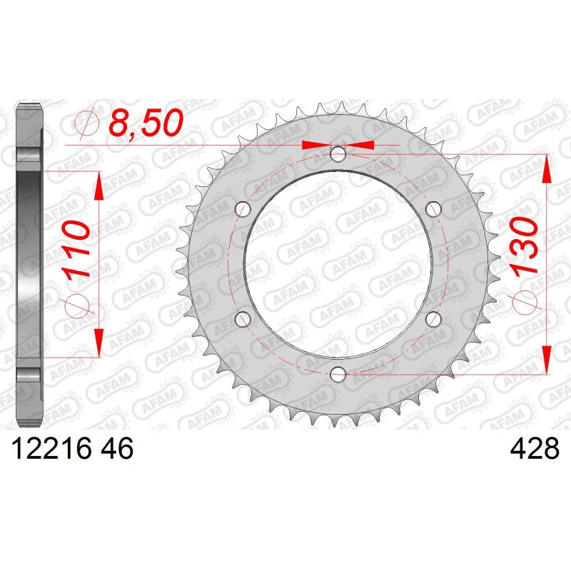AFAM Задня сталева зірочка для ланцюга 428 код 12216-46