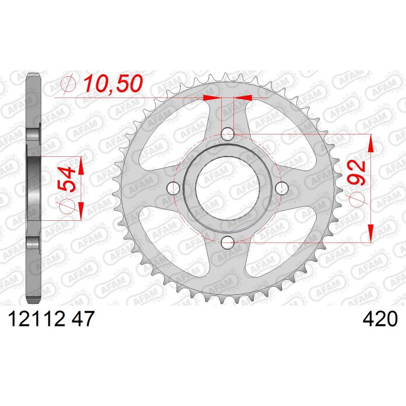 AFAM Сталева задня зірка для ланцюга 420 код 12112-47