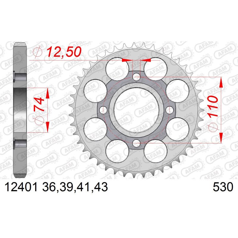 AFAM Задня сталева зірка для ланцюга 530 код 12401-39