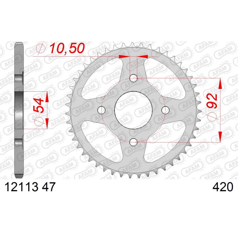 AFAM Задня сталева зірка для ланцюга 420 код 12113-47