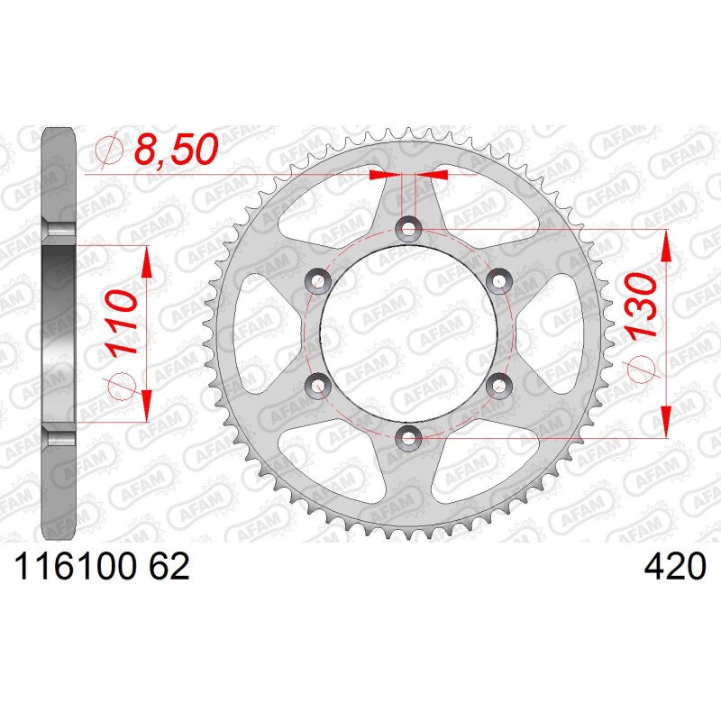 AFAM Задня сталева зірка для ланцюга 420 код 116100-62