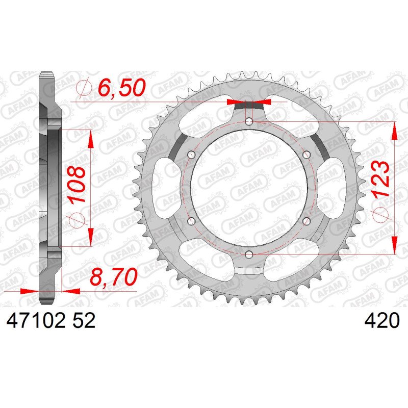 AFAM Задня сталева зірка для ланцюга 420 код 47102-52
