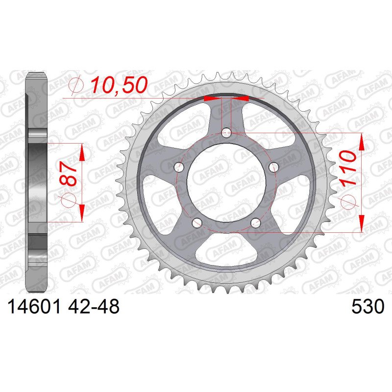 AFAM Задня сталева зірка для ланцюга 530 код 14601-45