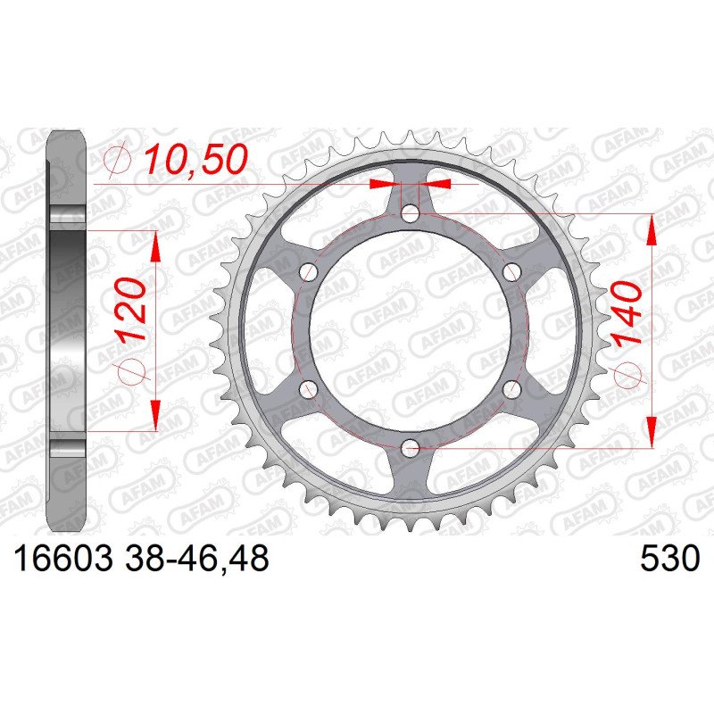 AFAM Задня сталева зірка для ланцюга 530 код 16603-40