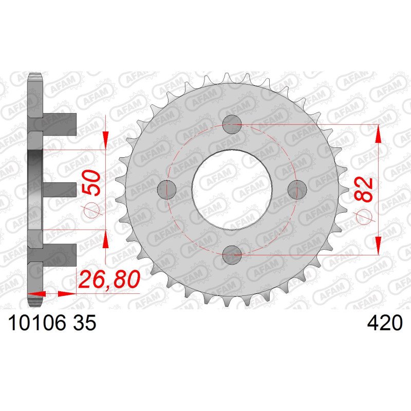 AFAM Задня сталева зірка для ланцюга 420 код 10106-35