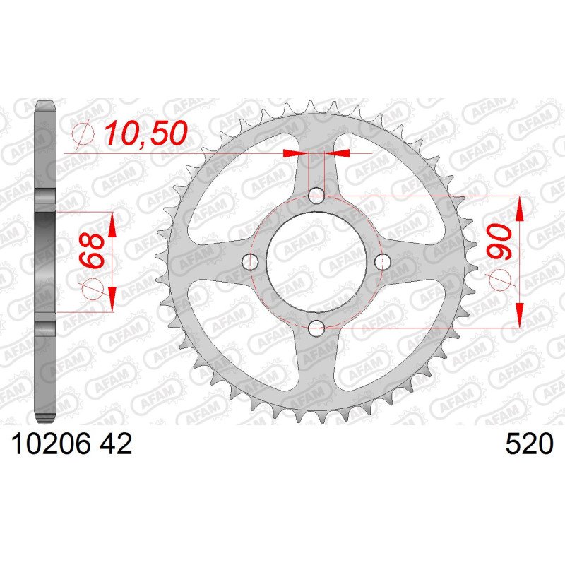 AFAM Задня сталева зірка для ланцюга 520 код 10206-42