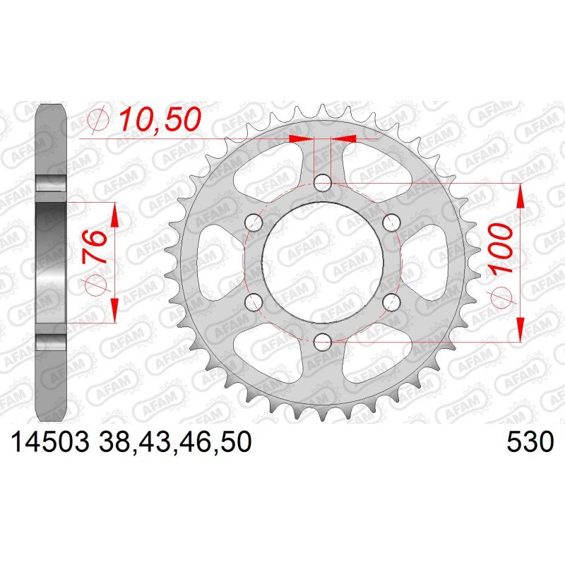AFAM Задня сталева зірка для ланцюга 530 код 14503-46