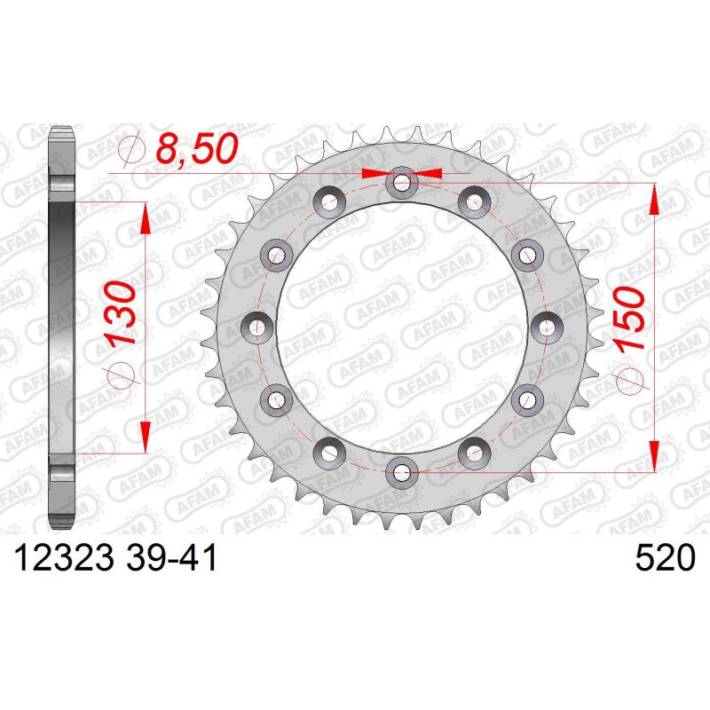 AFAM Задня сталева зірка для ланцюга 520 код 12323-40