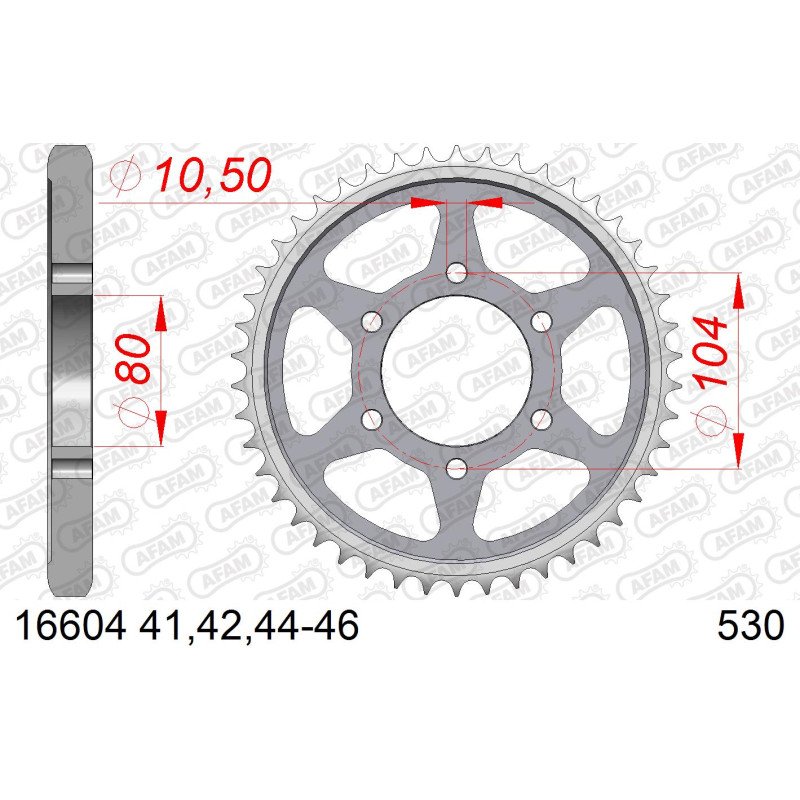 AFAM Задня сталева зірка для ланцюга 530 код 16604-46